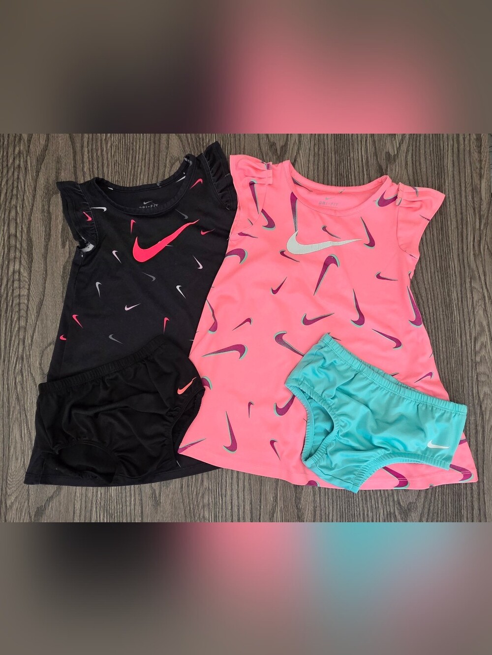 18-14mo - Nike Girls' Dri-FIT Tank & Shorts Set - Coral Pink & Teal